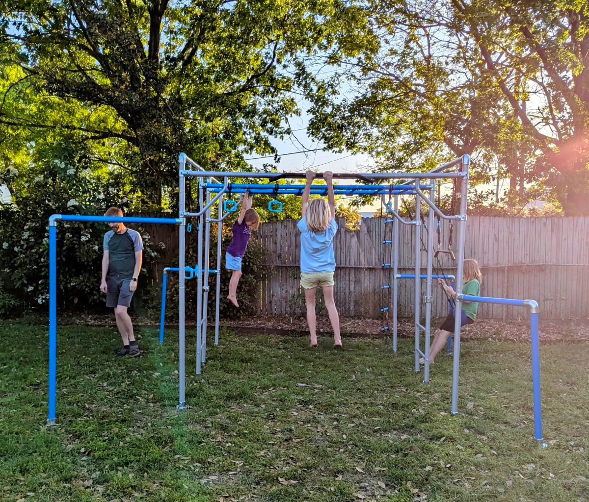Family enjoying time together on our monkey bars