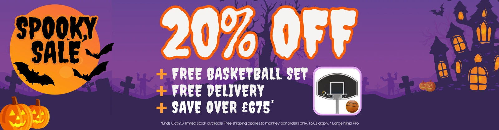 UK Spooky Sale: 20% off with free delivery and a free basketball set