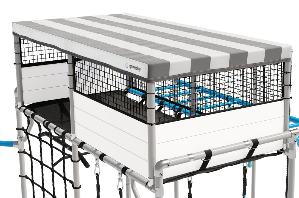 Close-up of a durable metal kids playhouse UK