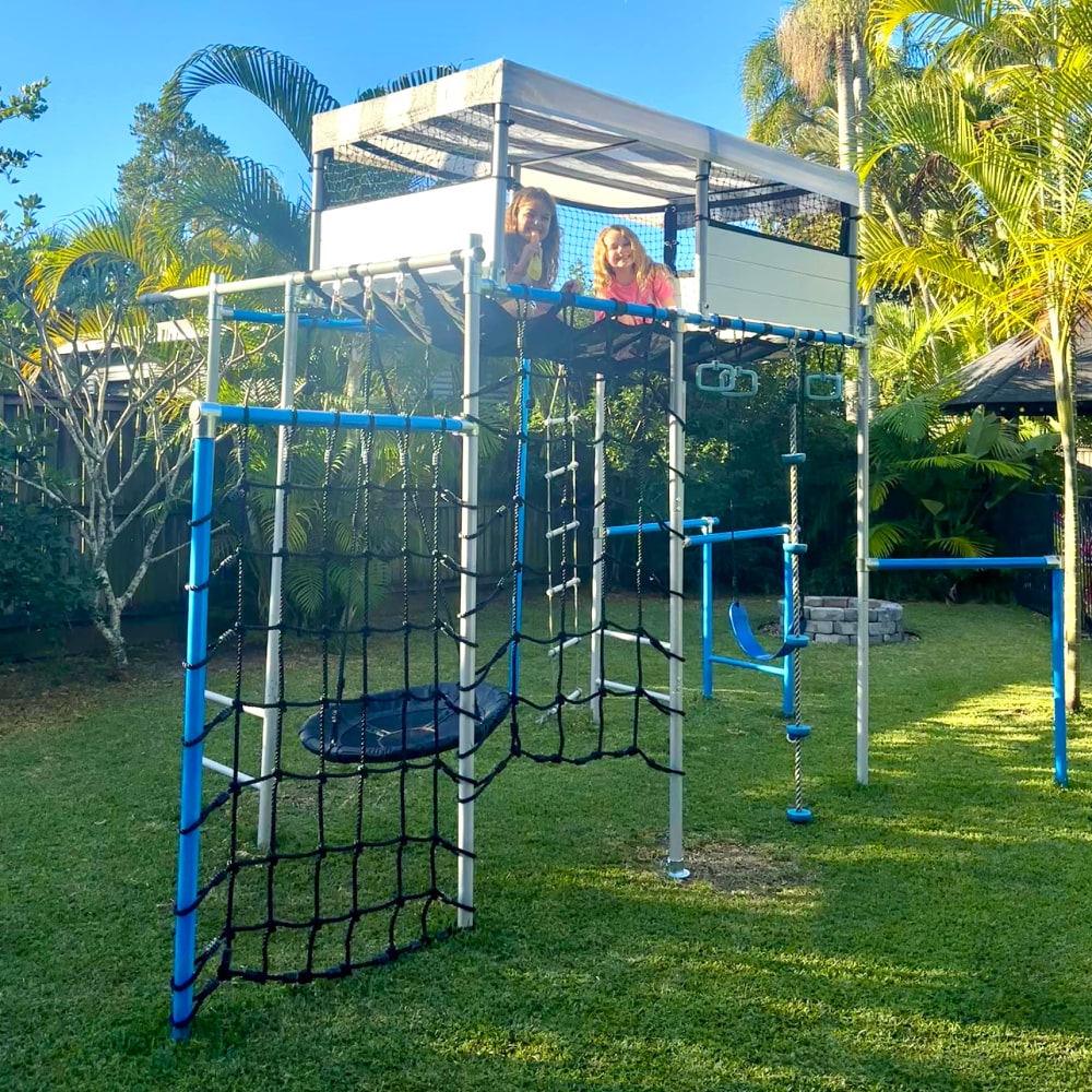 Kids playhouse with monkey bars for UK gardens